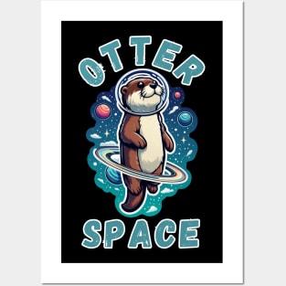 Otter Space lover Astronaut Funny Space Otter Posters and Art